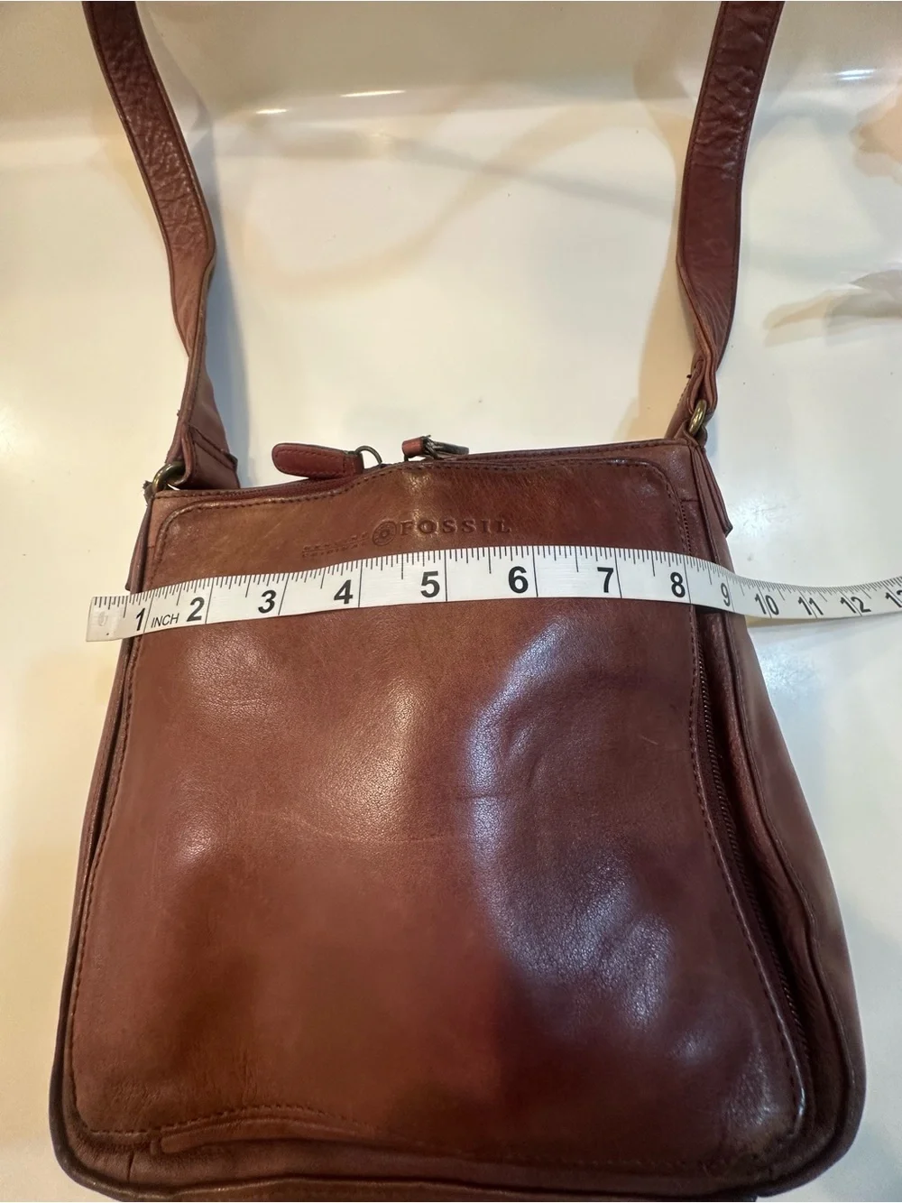 Vintage Fossil Genuine Leather 9x8x3 Messenger Bag Brown Crossbody #75082